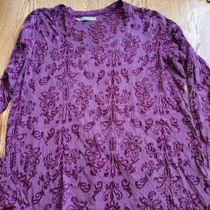 Maurices Plus 2 Maroon Burnout Long Sleeve T-Shirt